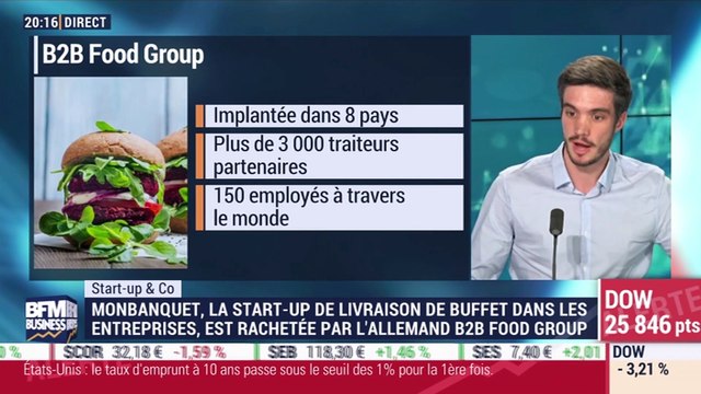 Start up & co: Monbanquet, la start-up de livraison de buffet dans les entreprises, est rachetée par l'Allemand B2B Food Group - 03/03