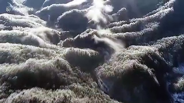 Stunning drone footage of snow-covered trees at Chinese scenic spot
