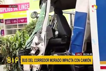 Lince: camión impacta con bus de Corredor Morado por ir en 'contra'