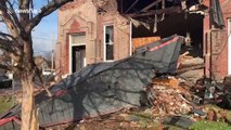 Footage shows extent of damage caused by tornado as houses and buildings in Nashville are left in ruins