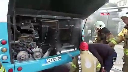 Halk otobüsünde yangın