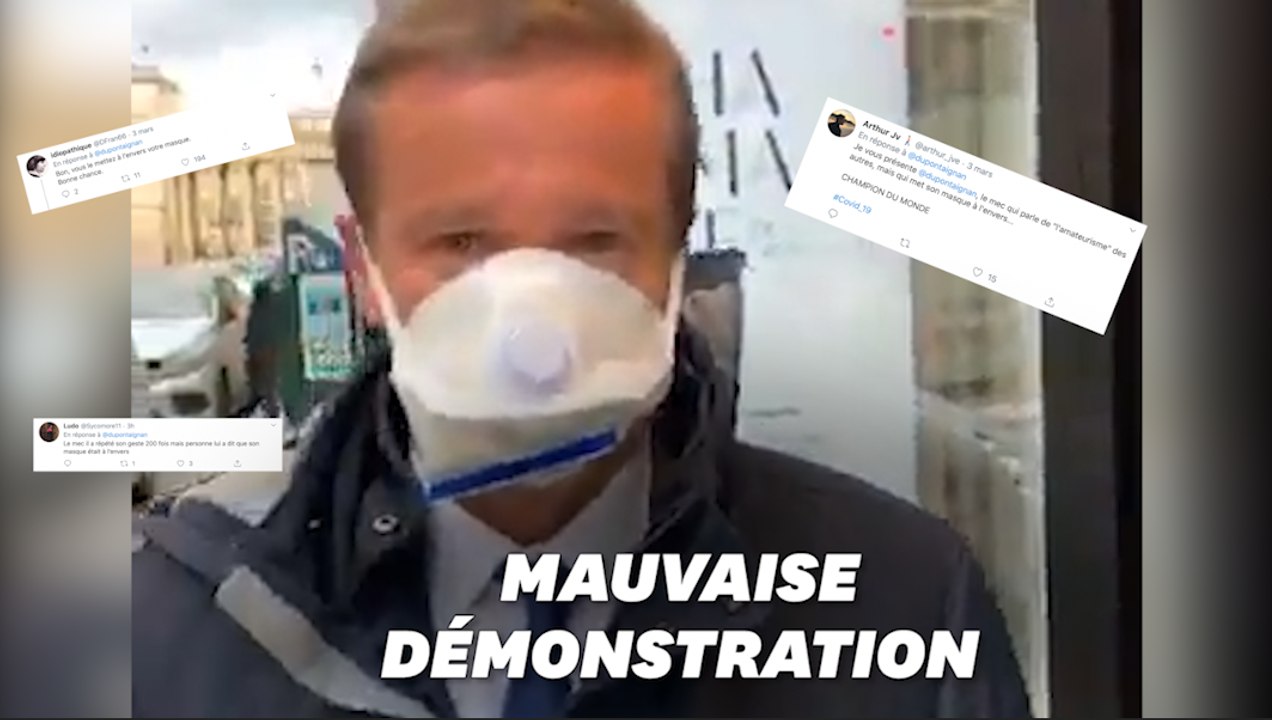 Nicolas Dupont-Aignan se plaint de masques inadaptés... et met le sien à l'envers