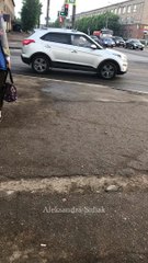 Policeman Attempts to Take Down Rider on Foot