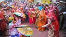 People celebrate world famous 'Lathmar Holi' in Mathura