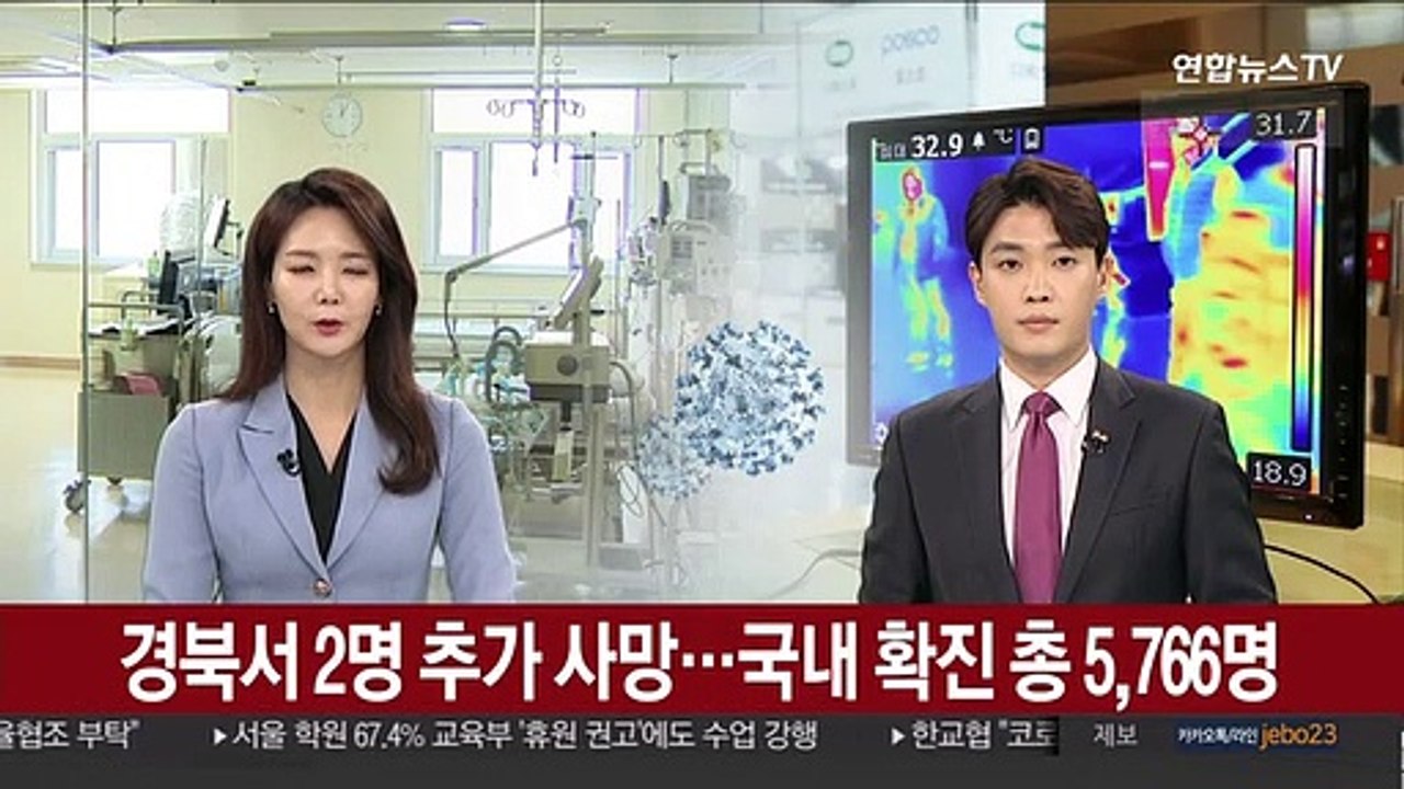 경북서 2명 추가 사망…국내 확진 총 5,766명