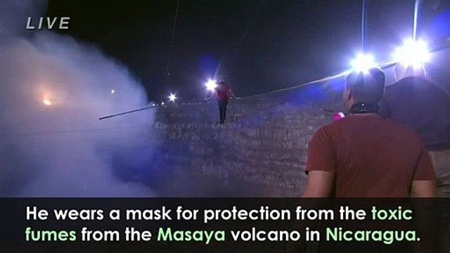 Daredevil Nik Wallenda walks high above active volcano