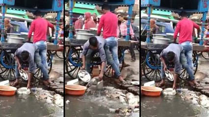 VIDEO: छोले-भटूरे वाले ने नाले के पानी में धोईं प्लेटें