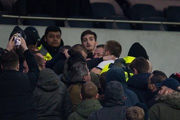 لاعب توتنهام يتورط في شجار حاد مع مشجع في المدرجات ولقطات ترصد الواقعة