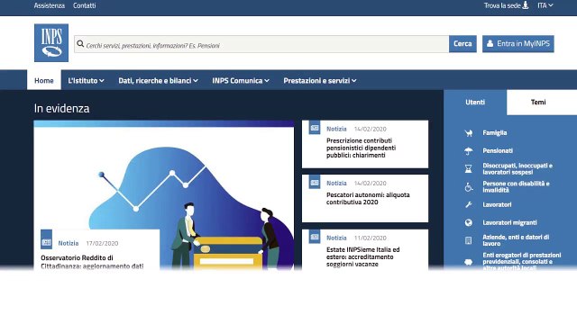 Welfare Assistenza e mutualità sul sito Inps