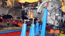 Mercedes car body repair at J.A.W. auto on a Celette frame machine