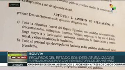Bolivia: gob. de facto usa recursos estatales para campaña de Áñez