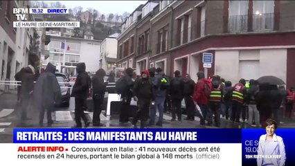 Retraites: des manifestants au Havre à l'occasion d'un meeting d'Edouard Philippe
