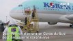 La compagnie aérienne Korean Air désinfecte un avion pour endiguer le coronavirus