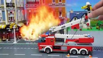 LEGO Police сhase. Play with Toys: Fire Truck, Bulldozer, Concrete Mixer, Dump Truck, Mobile Crane