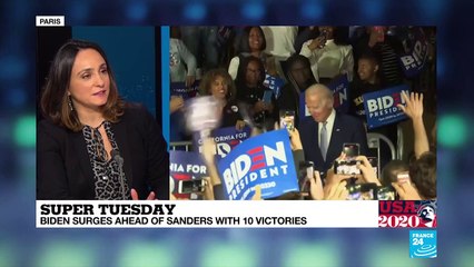 Super Tuesday: Biden surges ahead of Sanders with 10 victories