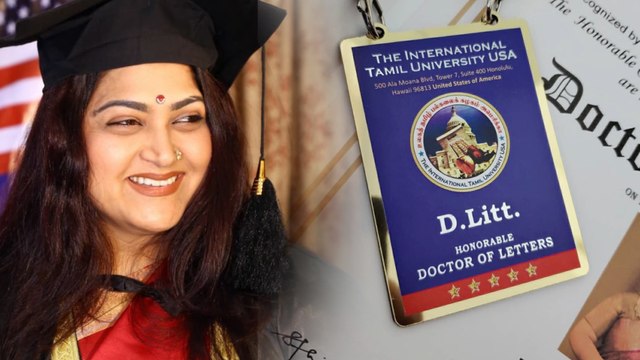 Kushboo is Dr. Kushboo | International Tamil University | Gayathri Raghuram