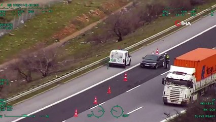 Otoyolda helikopter destekli denetim