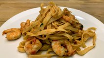 Recette : Tagliatelles et scampis sauce à la diable