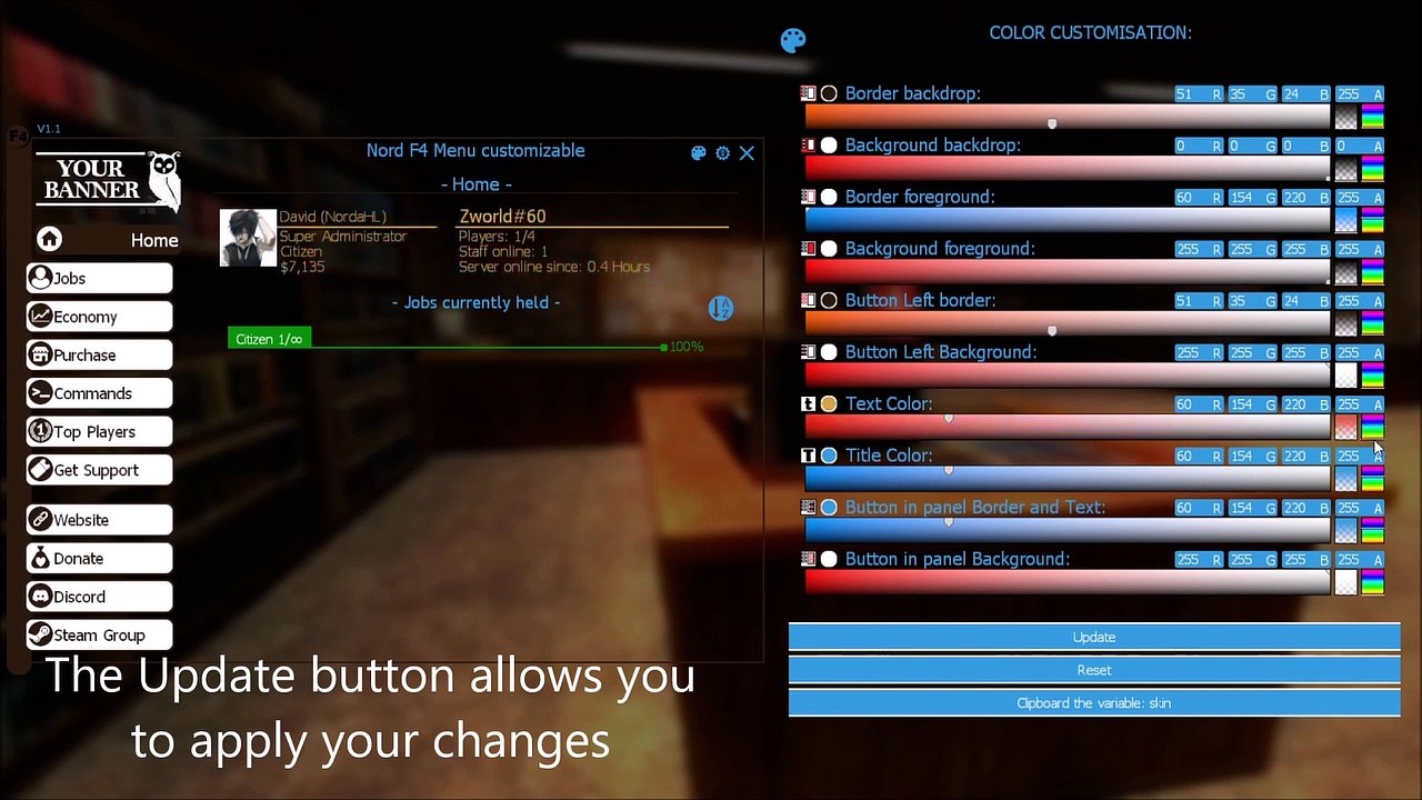 Made a Hogwarts RP ( Poudlard ) RP F4 Menu with : DarkRP F4 Menu customizable version 1.1 on Gmod