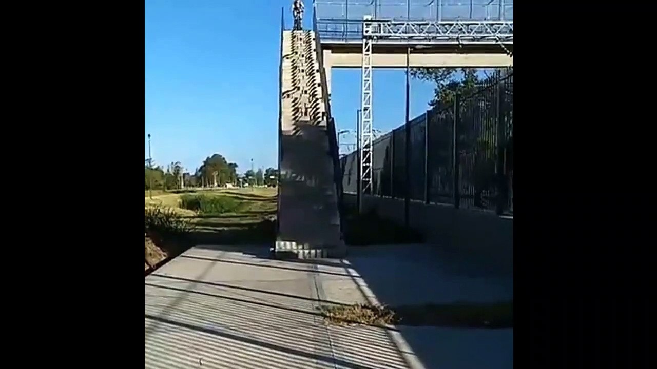 Guy On Bike Rides Downstairs And Fails