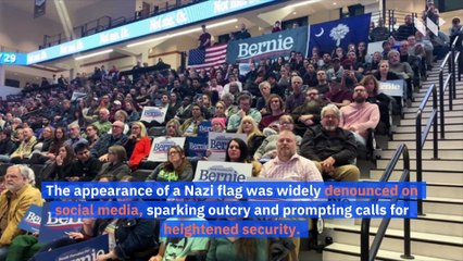 Man Waves Nazi Flag at Bernie Sanders Rally