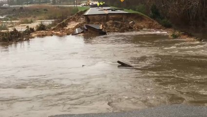 Road washed away by intense rainfall