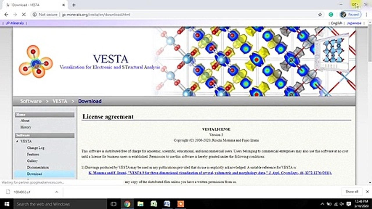 Install VESTA software for the creation of Crystal Structure, Bond Angle & length, Miller Plane