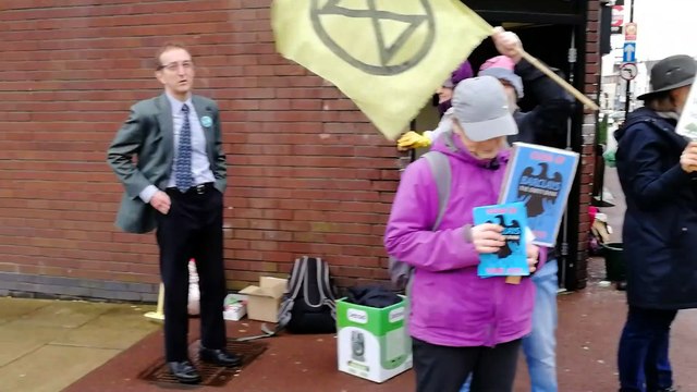 Extinction Rebellion stage protest at Barclays bank in Chorley