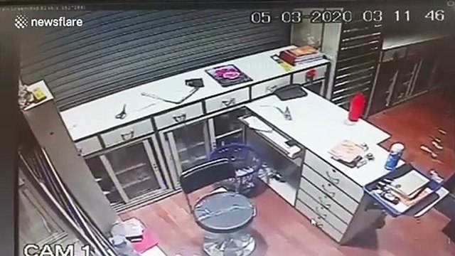 Security cam captures moment thief raids medical shop in western India