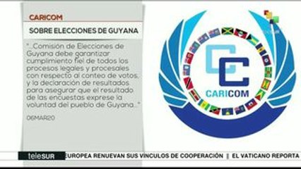 Descargar video: Caricom expresa su preocupación sobre las elecciones en Guyana