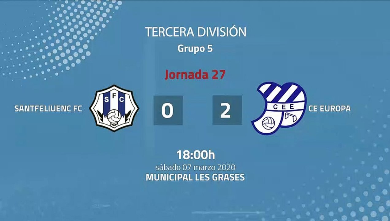Resumen partido entre Santfeliuenc FC y CE Europa Jornada 27 Tercera División
