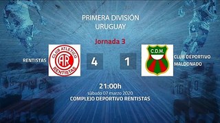 Resumen partido entre Rentistas y Club Deportivo Maldonado Jornada 3 Apertura Uruguay