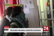 Escolares se enfrentan a profesor acosador en México