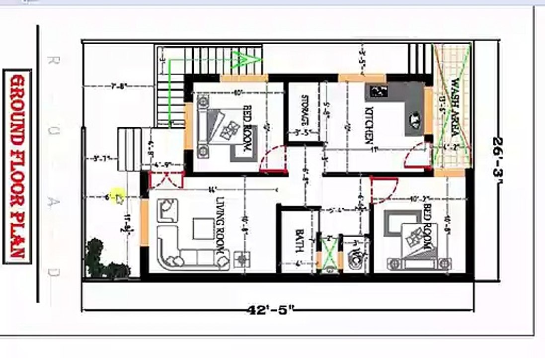 26x42 ft 2BHK latest house plan