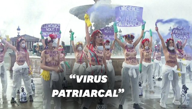 Journée internationale des droits des femmes: des Femen manifestent à Paris contre le patriarcat