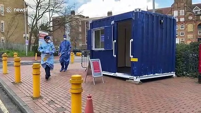 Coronavirus: North London hospital sets up testing booth at entrance
