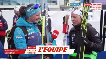 Tiril Eckhoff interviewée par Julia Simon - Biathlon - CM (F)