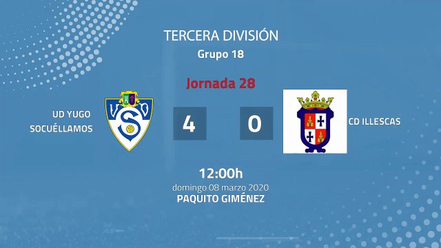 Resumen partido entre UD Yugo Socuéllamos y CD Illescas Jornada 28 Tercera División