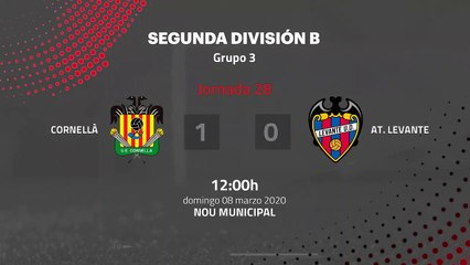 Resumen partido entre Cornellà y At. Levante Jornada 28 Segunda División B