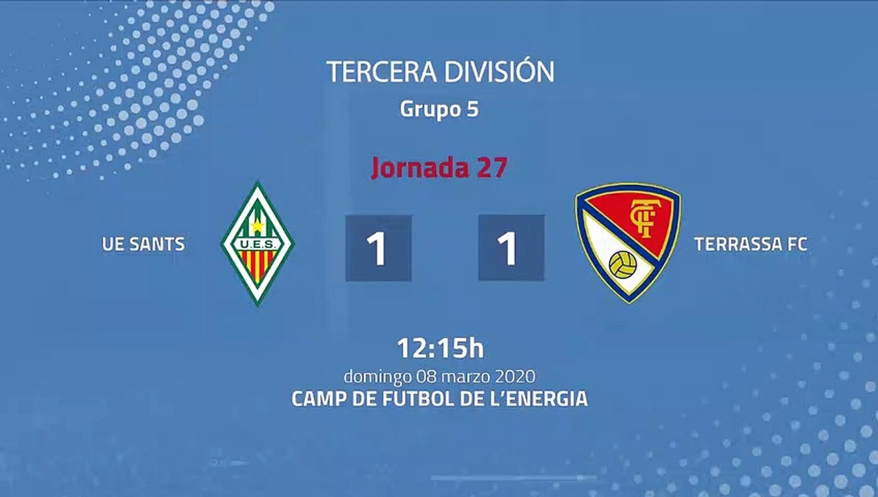 Resumen partido entre UE Sants y Terrassa FC Jornada 27 Tercera División