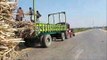 Lorry accident with sugarcane load / truck accident with heavy load sugarcane