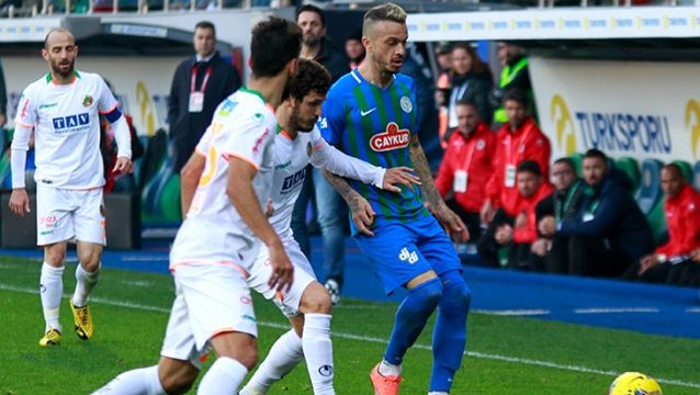 Çaykur Rizespor ile Aytemiz Alanyaspor 1-1 berabere kaldılar