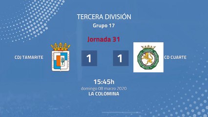 Resumen partido entre CDJ Tamarite y CD Cuarte Jornada 31 Tercera División