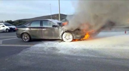 E-5' te otomobil alev alev yandı