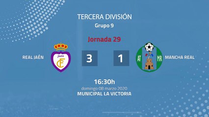 Resumen partido entre Real Jaén y Mancha Real Jornada 29 Tercera División