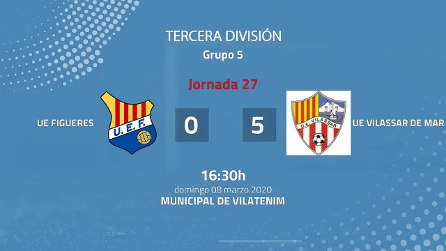 Resumen partido entre UE Figueres y UE Vilassar de Mar Jornada 27 Tercera División