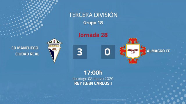 Resumen partido entre CD Manchego Ciudad Real y Almagro CF Jornada 28 Tercera División