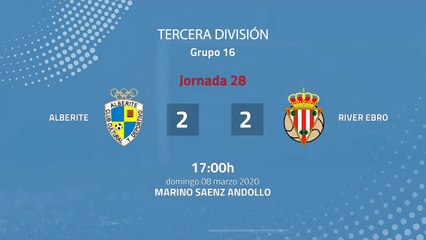 Resumen partido entre Alberite y  River Ebro Jornada 28 Tercera División
