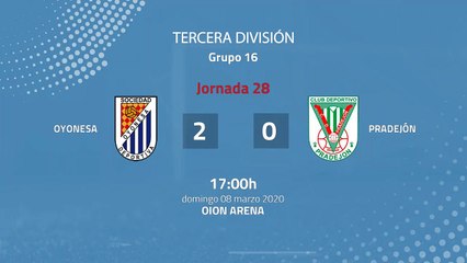 Resumen partido entre Oyonesa y Pradejón Jornada 28 Tercera División