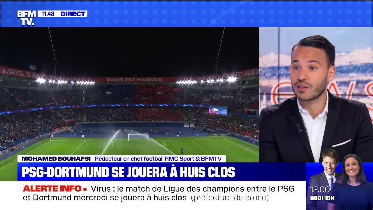Le match PSG-Dortmund prévu mercredi soir se jouera à huis clos à cause du coronavirus